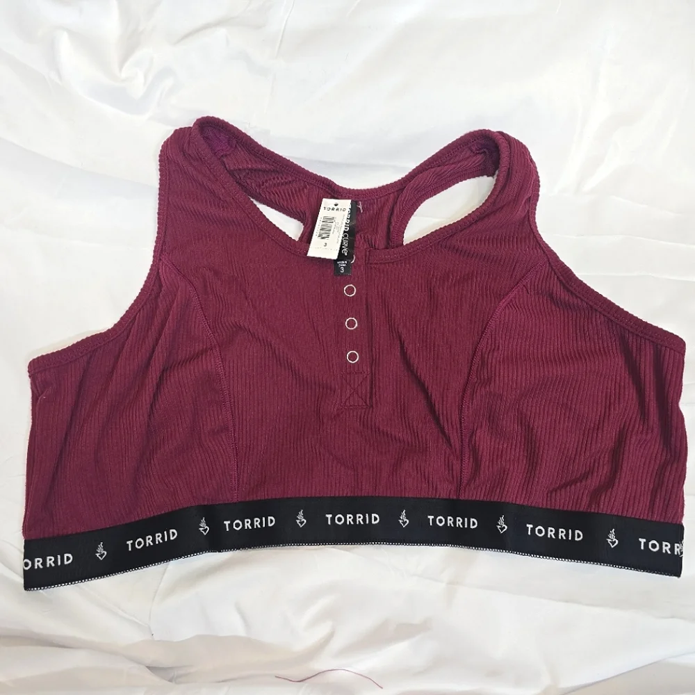 TORRID Lightly Lined Rib Henley Bralette - Navarro Pink - Picture 6 of 7